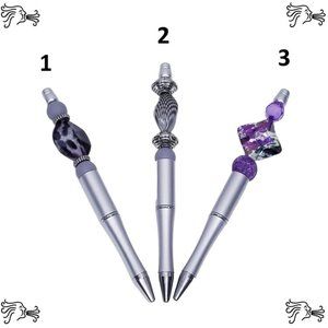 Silver Beaded Pens Includes Pouch and Ink Refill